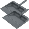 Superio Plastic Dustpan with Handle for Home, 2 Pack - 10-inch Wide Durable Dust Pan Only with Comfort Grip Handle, Grey