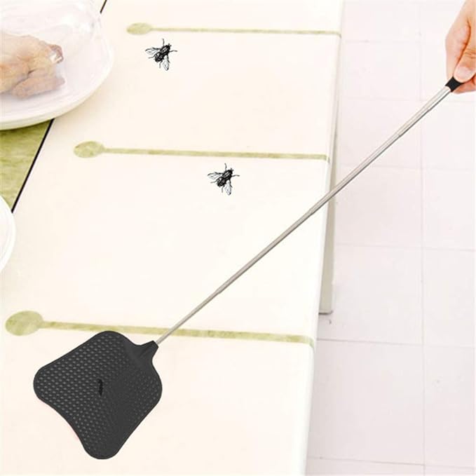 Foxany Telescopic Fly Swatters, Durable Plastic Fly Swatter Heavy Duty Set, Flyswatter with Stainless Steel Handle for Indoor/Outdoor/Classroom (2 Pack)