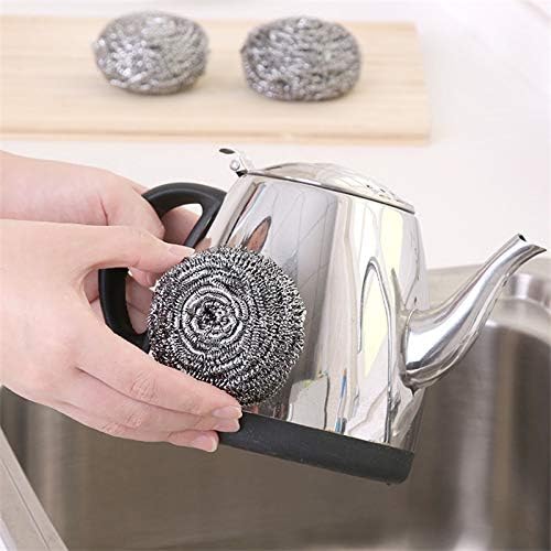 TopHomer 4 Pcs Stainless Steel Wire Balls Scrubbing Scouring Pad for Removing Heavy Dirty Home Cleaning Tools Easy to Clean