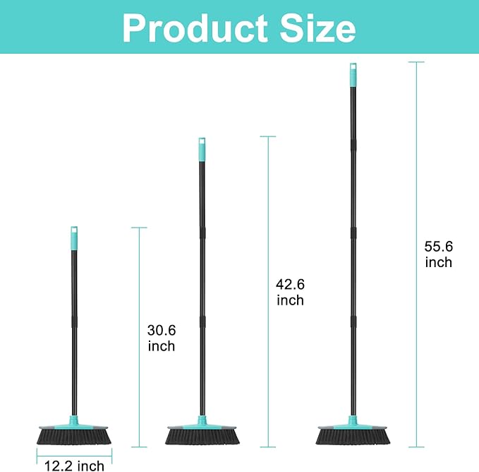 KeFanta Broom for Sweeping Indoor,55" Long Handle House Broom,Soft Bristle Angle Brooms for Floor Cleaning, Kitchen, Garage, Hardwood, Lobby,Patio and Garden