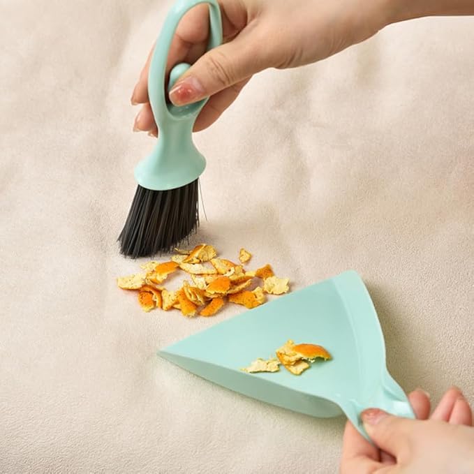 Cabilock Mini Dustpan and Brush Set, 4 Sets Small Broom and Dustpan Set, Desktop Cleaning Tool Accessories for Desktop Computer Keyboard Car Window