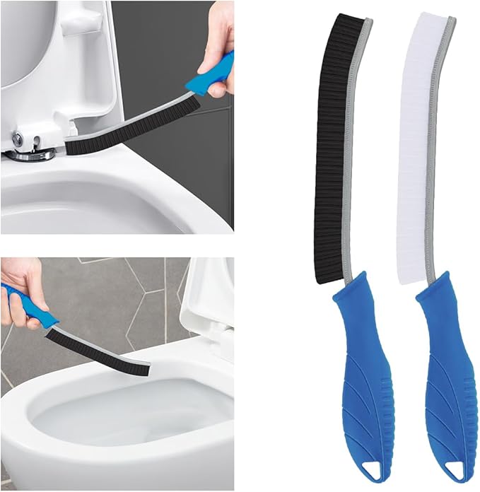 Toilet Brush, 2 Pcs Bathroom Cleaning Brush, Toilet Scrubber, Deep Toilet Bowl Brush with Hanging Hole, Multifunctional Gap Cleaning Brush, Bristles for Kitchen Sinks, Tub,Shower (2, Navy Blue)
