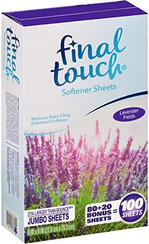 Lavender Fields Scented Fabric Softener Dryer Sheets by Final Touch | Softens & Freshens Laundry | Controls Wrinkles & Static Cling | Repels Lint & Hair | Long-Lasting Fresh Scent | 100 Count