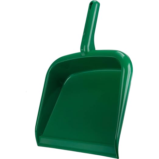 SPARTA Large Handheld Dustpan with Hanging Hole, Heavy-Duty Plastic Dustpan with Wide Lip for Countertops and Surfaces, Plastic, 10 Inches, Green, (Pack of 12)