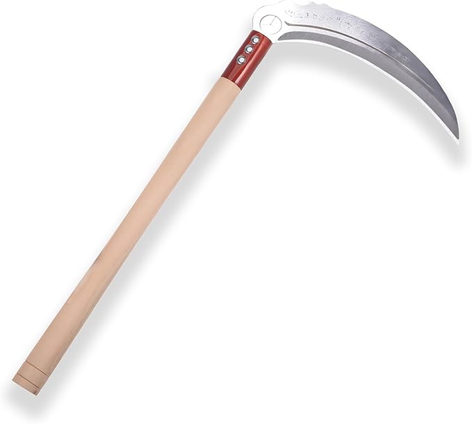 1pce 470mm/18.5in Carbon Steel Billhook Brush Clearing Sickle for Grass,Weeding Tools for Garden,Curved Sawtooth Sickle,Machete Axe for Cutting Trees,Steel Blade Knife in Hand