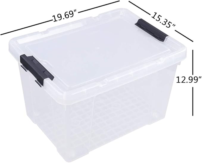 50 Quart Plastic Storage Container with Wheels, Clear Large Storage Bin, 4 Packs