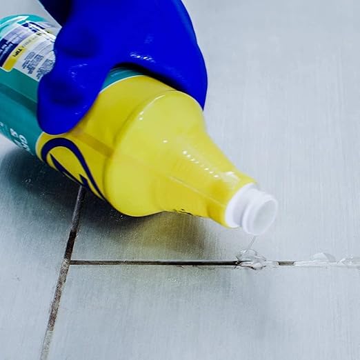 Zep Grout Cleaner and Brightener and Easy to Use Handheld Brush - 32 oz (Case of 2) - ZU104632 - Deep Cleaning Formula Removes Old Stains From Grout