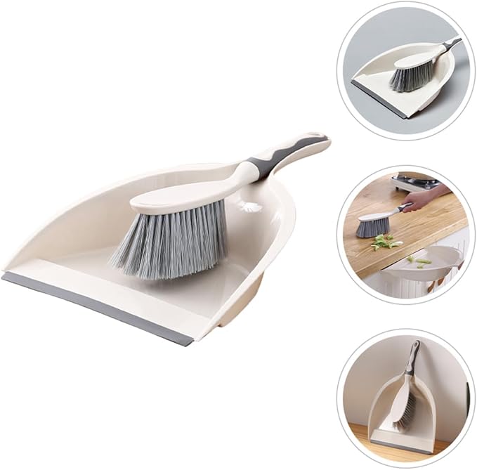 Toyvian Mini Desktop Broom and Dustpan Set, 2pcs Household Cleaning Accessory for Office and Home Use, Portable Handheld Whisk Broom with Dustpan for Keyboard and Sofa Cleaning