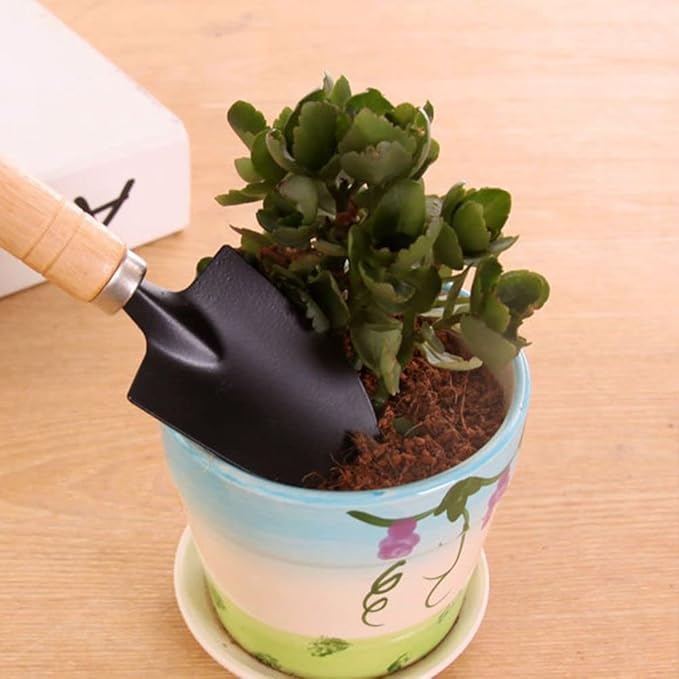 Leadigol Mini Garden Shovel Weeding Household Flower Shovel Pot Plant Bonsai Tool Wooden Handle Gardening Potting Tool Handle Rake Gardening Shovel
