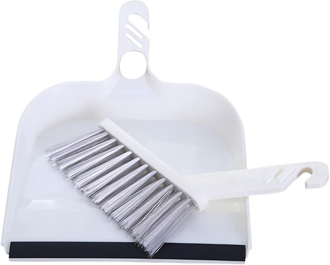 Uonlytech Mini Desktop Cleaning Set Small Broom and Dustpan Brush Set Portable White Handheld Cleaning Accessory for Home Office Keyboard Dust Removal