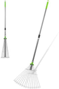 WORKPRO Leaf Rake for Gardening, Adjustable Metal Garden Rake for - Collapsible & Telescopic, Long Handle 32”- 63”, Heavy Duty Metal Rakes Tool for Garden, Yard, & Lawn