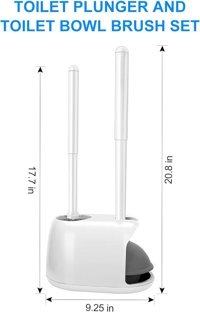 SetSail Toilet Brush and Plunger Set, Semi-HiddenToilet Plungers for Bathroom Heavy Duty Toilet Bowl Brush and Holder Hidden Toilet Plunger and Brush Set for Deeply Cleaning - White