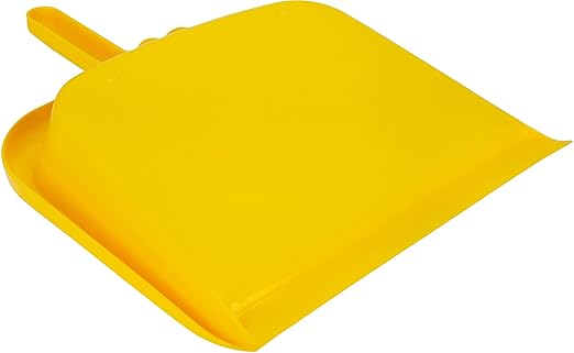 SPARTA Large Handheld Dustpan with Hanging Hole, Heavy-Duty Plastic Dustpan with Wide Lip for Countertops and Surfaces, Plastic, 10 Inches, Yellow