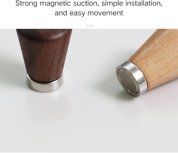 2 PCS Retro Magnetic Hooks, Wrought Iron Wooden Ball Hooks, Creative Punch-Free Storage for Refrigerators, Metal Doors, and Lockers (Beech+Walnut Wood,L)