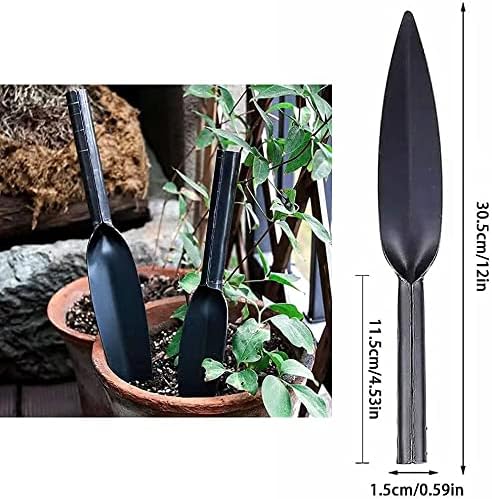 Willow Leaf-Shaped Garden Trowel Tool 12-inch Hand Shovel High-Carbon Steel Material One-Piece Forged Heavy Duty Manual Tool Potting Digging Transplanting Planting Weeding (Grey)