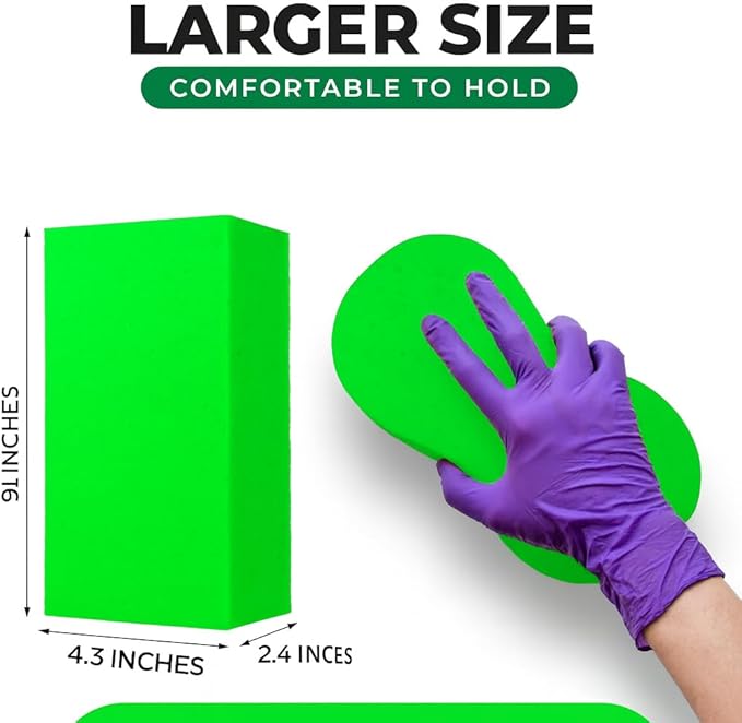 Multi-Purpose Sponges for Cleaning - Lime Green 2 Pack, Large Sponges for Car Washing, Tile & Grout, All Purpose Cleaning