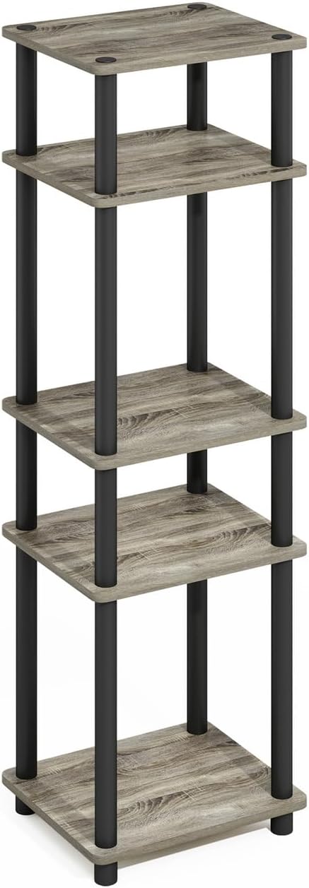 Furinno Turn-N-Tube Storage Shelves, Stackable Standing Shelf, Open Corner Shelf, for Organization and Storage, Living Room, Garage, Home Office, French Oak