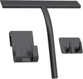 All -Purpose Silicone Shower Squeegee for Shower Glass Door with Hook, Bathroom Accessories for Window Mirror Tile Car Shower Walls,Household Shower Cleaner Tool (Black, 11inch)