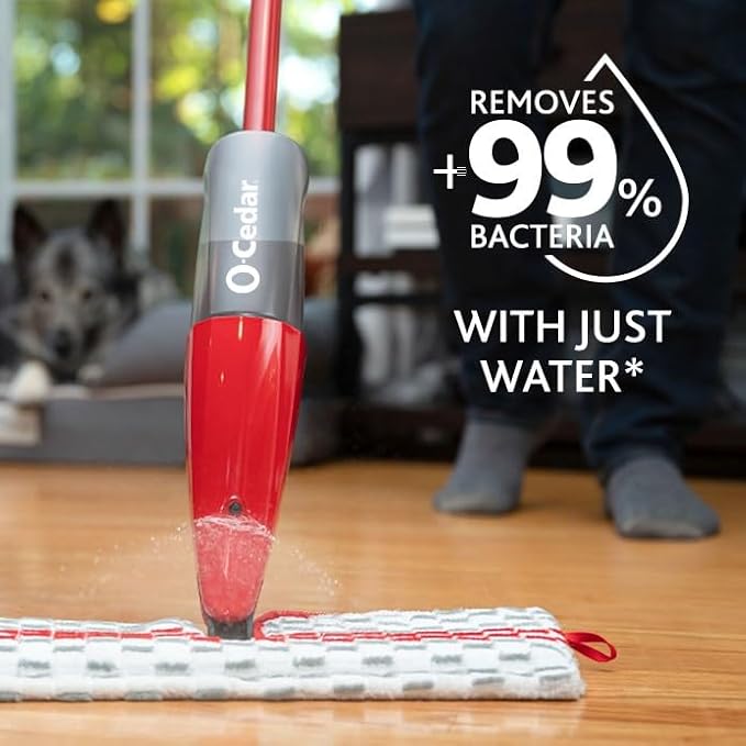 O-Cedar ProMist MAX Microfiber Spray Mop Removes 99% of Bacteria with just Water, Features 1 Extra Refill