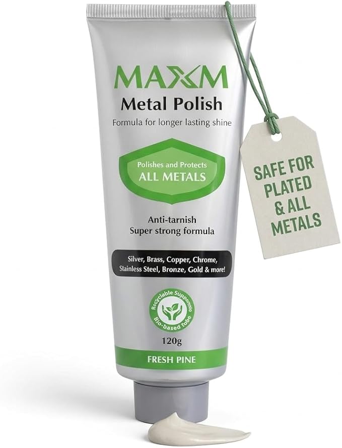maxm Metal Polish Paste for Stainless Steel Polish, Chrome Polish & Aluminum Polish – Rust Remover for Metal, Stainless Steel Scratch Remover, Polishing Compound Non-Toxic, Fresh Pine Scent, 4.2 oz