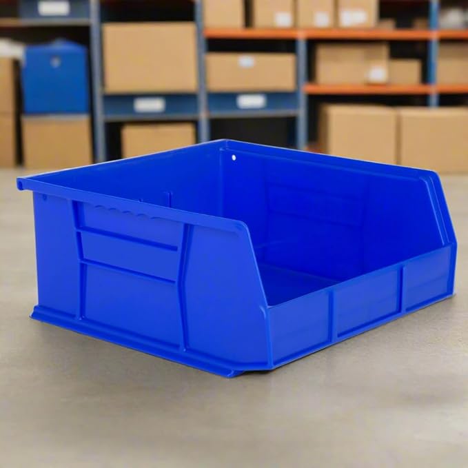 Hudson Exchange 11" x 11" x 5" Plastic Stackable Storage Bin and Hanging Container (Blue, 1 Pack)