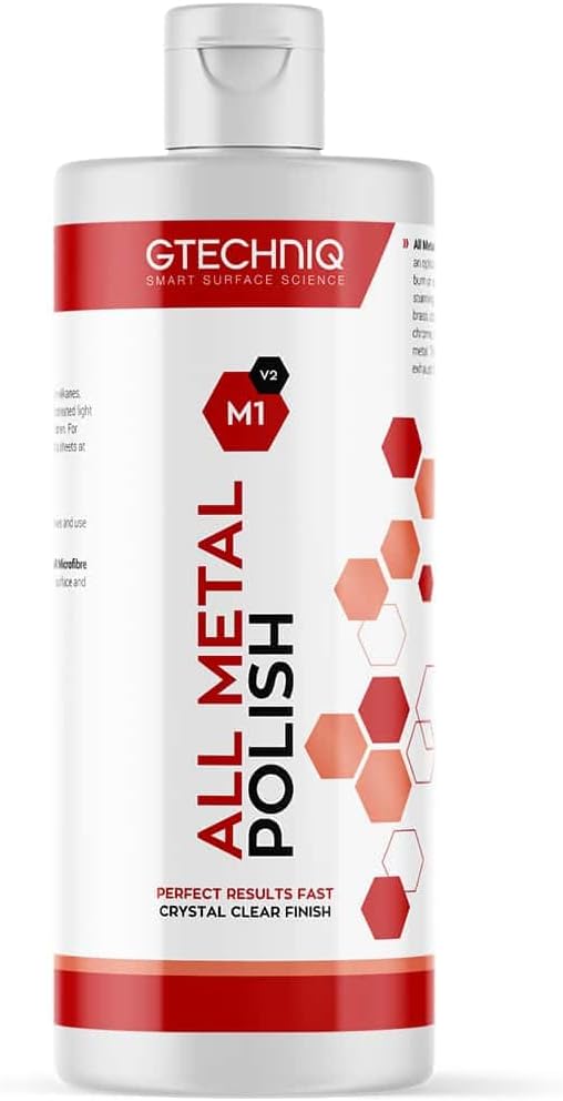 Gtechniq M1 All Metal Polish for Cars, 3.38 fl oz | Crystal Clear Finish on Exhaust Tips, Metal Grills & Trim, No Marring or Scratches, Ideal for Brass, Copper, Aluminum, Steel, Chrome, Silver & More