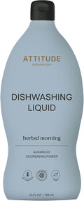 ATTITUDE Dish Soap, EWG Verified, Plant-Based & Vegan Dishwashing Liquid, Naturally Derived, Italian Lemon Scent, 24 Fl Oz