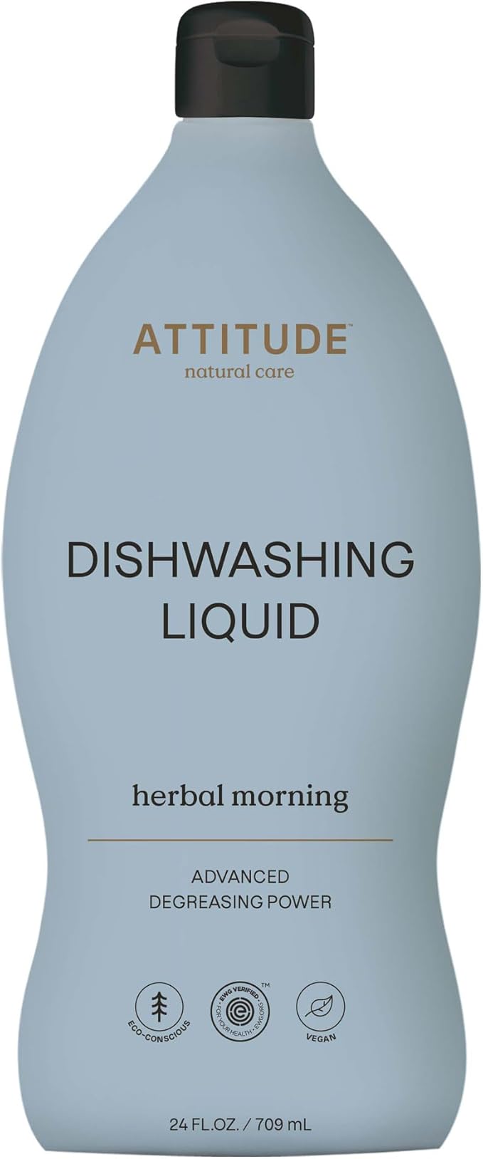ATTITUDE Dish Soap, EWG Verified, Plant-Based & Vegan Dishwashing Liquid, Naturally Derived, Italian Lemon Scent, 24 Fl Oz