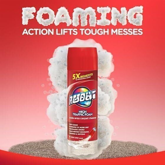 R'esolves High Traffic Carpet Cleaner Foam, Unscented, 3X Dirt Removal, Stain-Resistant Carpet Solution and Odor Remover, 22 oz, Single Pack
