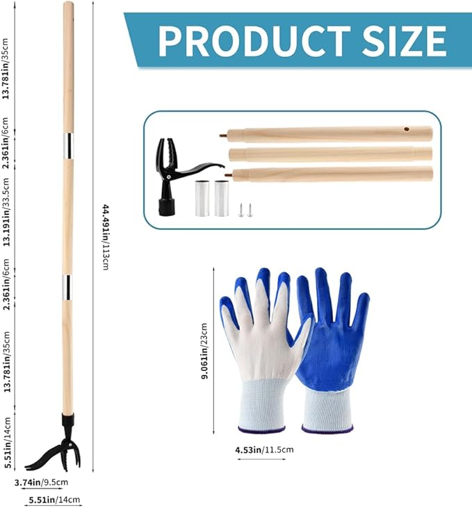 Weed Puller Tool, Stand Up Heavy Duty Weed Remover Tool with Long Handle 46-inch & 4-Claw Steel Head, Gardening Hand Weeding Tool for Lawn Without Bending, Pulling, or Kneeling