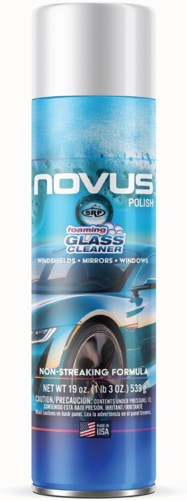 NOVUS 1802 | Glass Cleaner Spray | Powerful Foaming Glass Cleaner, Streak-Free Shine for Home and Auto | Safe for All Glass Surfaces | 19 Ounces (1 Pack) |