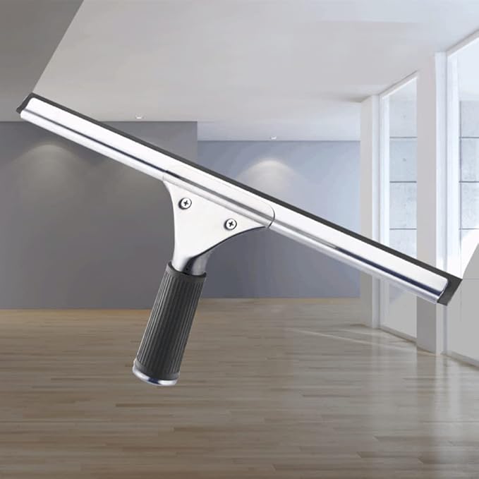 Professional Stainless Steel Handle Water Wiper Window Glass Squeegee with Replacement Rubber Blade 105cm 41inch (Black, 18in/45cm+Blade)