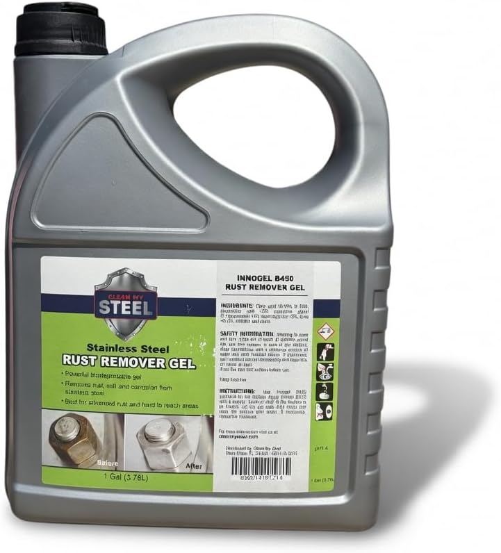 Heavy-Duty Rust Stain Remover for Industrial Use on Metal Surfaces Including Stainless Steel. Our Cleaner and Stainless Steel Rust Remover Gel Needs No Scrubbing, Simply Apply and Rinse off - 5L