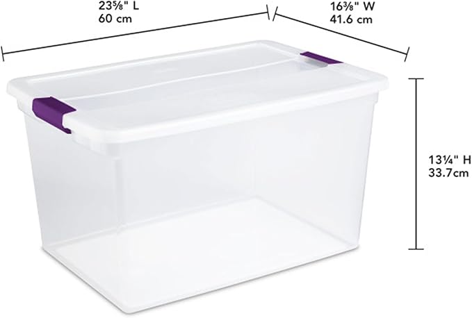 Sterilite 6-Pack Plastic Storage Bin w/ Latch Lid, ClearView Stackable Containers, 66 Qt