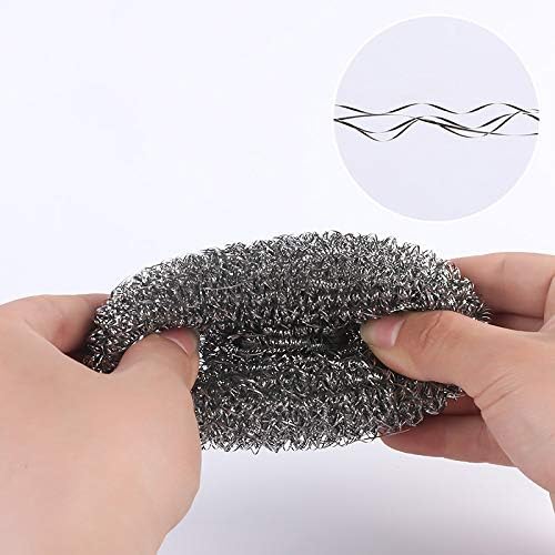 TopHomer 6 Pcs Stainless Steel Wire Balls Scrubbing Scouring Pad for Removing Heavy Dirty Home Cleaning Tools Easy to Clean