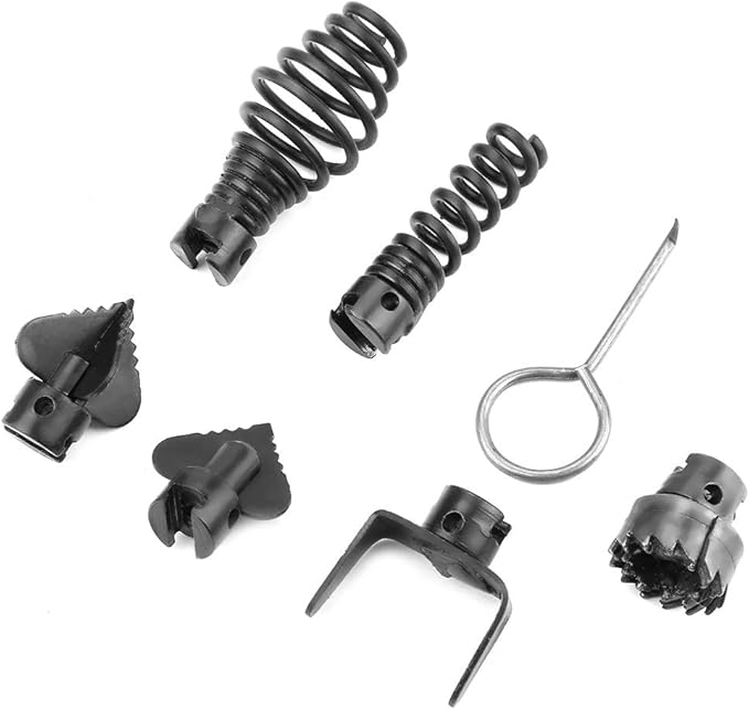 Watris Veiyi Drain Cleaner Combination Cutter Head Set, 7 PCS 16mm Manganese Steel Pipe Dredge Cutter Heads for Pipeline Dredging Machine