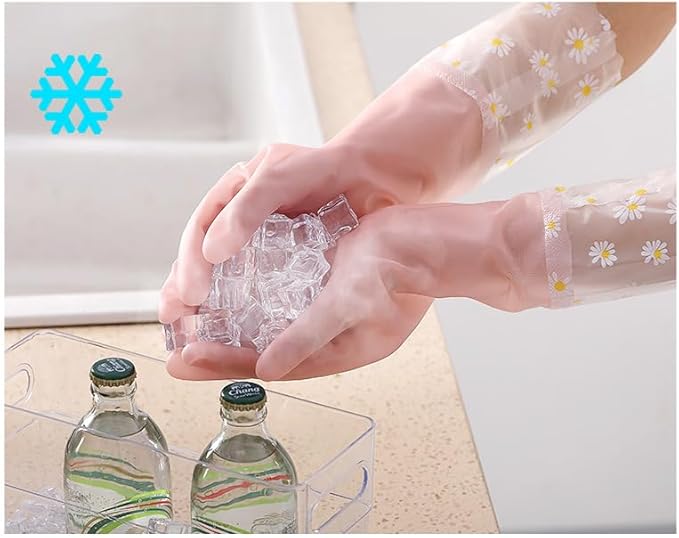 Dishwashing Cleaning Gloves Tear-Resistant Rubber Household Cleaning Gloves with Long Elastic Cuffs for Chores