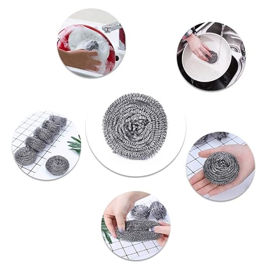 6 Pack Stainless Steel Wool Scrubber, Scrubbing Scouring Pad, Steel Wool Scrubber for Kitchens, Bathroom and More