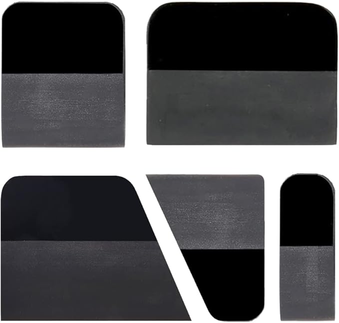 PPF Squeegee Kit 5 in 1 Anti-Scratch Soft TPU Scraper for Vinyl,Small Tint Squeegee Water Blade Scraper for Paint Protection Film,Vinyl Wrap Window Tint Tools (Black)