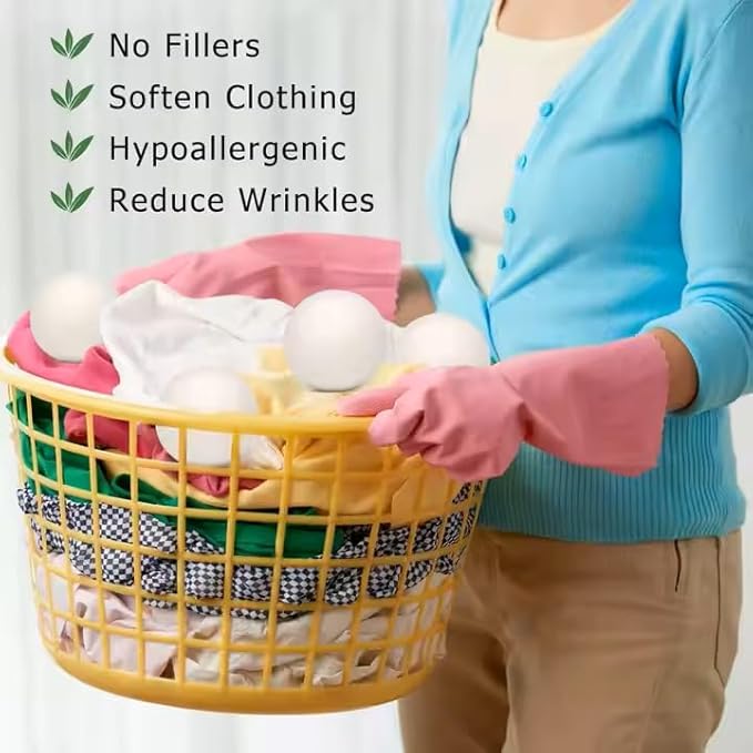 Organic Wool Dryer Balls: Eco-Friendly & Chemical-Free | Our Anti-Entanglement Reusable Balls Eliminate Wrinkle Static | 6-Pack XL Dryer Balls for Laundry is Made with New Zealand Wool (MER-White)