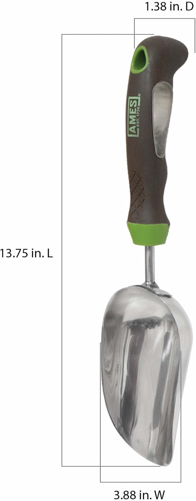 AMES 2445400 Stainless Steel Hand Soil Scoop with Ergo Gel Grip, 13-Inch, Gray