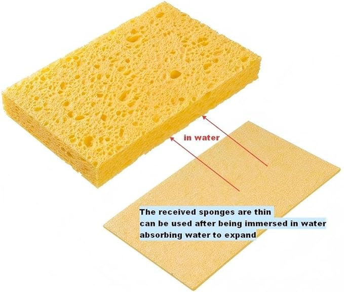 Kitchen Sponges- Heavy Duty Cellulose Scrub Dish Sponge for Tough Messes, Scratch Free & Durable, 100% Biodegradable Pop Up Eco Sponges DIY, 5 Colors Sponges