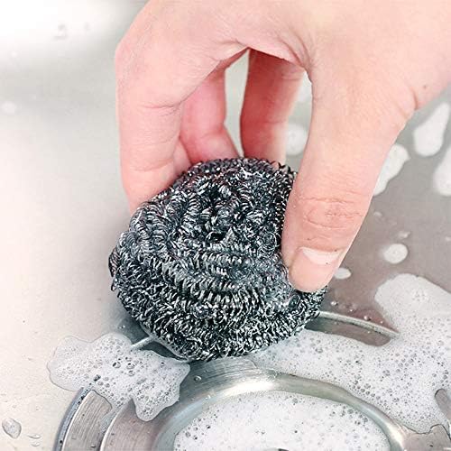 TopHomer 4 Pcs Stainless Steel Wire Balls Scrubbing Scouring Pad for Removing Heavy Dirty Home Cleaning Tools Easy to Clean