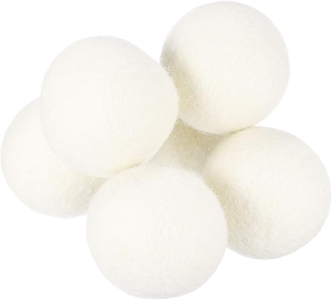 uxcell 6 Pcs Wool Dryer Balls, 2 Inches Wool Laundry Dryer Balls for Reducing Clothing Static and Wrinkles, White