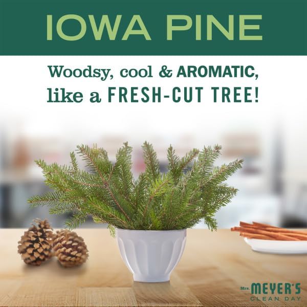 Mrs. MEYER'S Clean Day Iowa Pine Scent Variety Pack, Hand Soap 12.5 OZ, Dish Soap 16 OZ, Multi-Surface Cleaner 16 OZ, Room Freshener 8 OZ, Liquid Hand Soap Refill 33 OZ, 1 CT