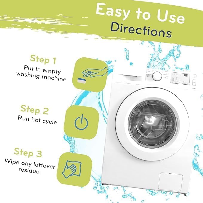 ECO-GALS Washing Machine Cleaner Tablets For Front & Top Load Washers Including H.E. to Remove Pet Hair, & debris from drum, pipes, and filter.