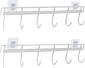 2 Pcs Kitchen Utensil Rack with 4 Adhesives - Adhesive Kitchen Utensils Hanging Rack Utensil Holder for Kitchen, Bathroom, and Bedroom(White)