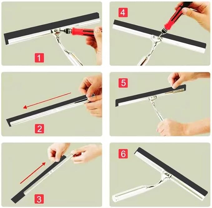 2PCS Replacement Silicon Rubber Squeegee Blade, 10 Inch Black