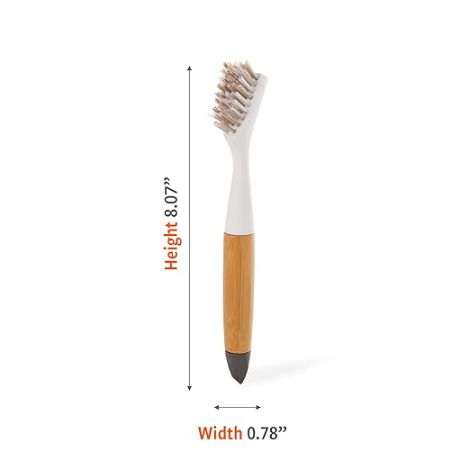 Full Circle Micro Manager, Deep Cleaning Brush for Crevices, Shower, & Grout, Tough Bristles, Sustainable Bamboo Handle, White
