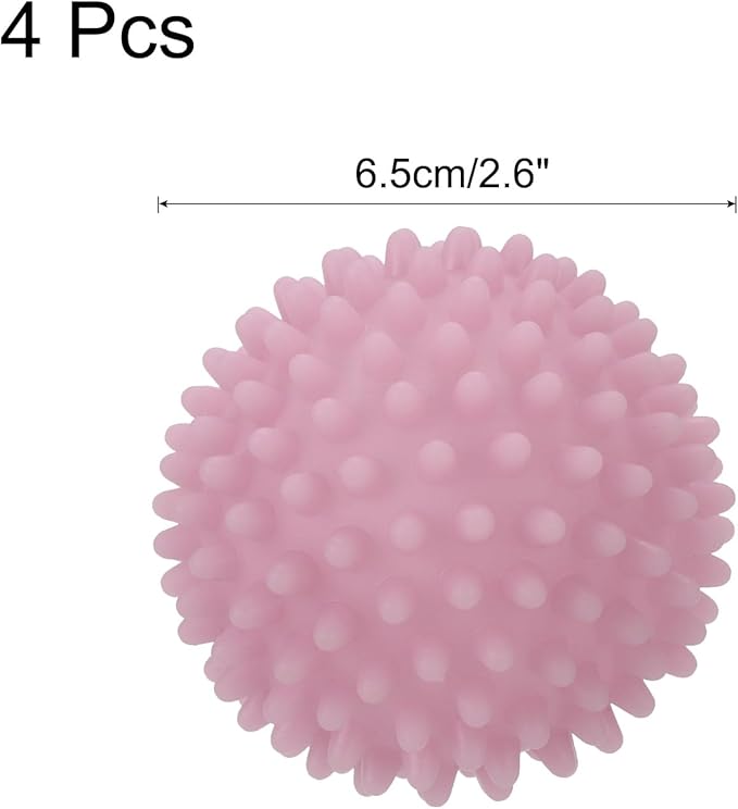 uxcell 4pcs Reusable Laundry Dryer Balls Vinyl Drying Balls for Reduce Wrinkles Static Fabric Softener Reduce Drying Time Save on Energy, Pink